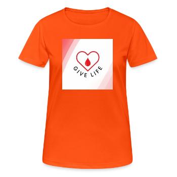 Schenken Sie Leben: Blutspenderherz - Frauen T-Shirt atmungsaktiv - Neonorange - Vorne - AI Model Female 172 dark (172cm)