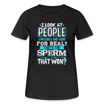 Sérieusement, c’était le sperme qui a gagné le devis Design - T-shirt respirant Femme - noir - Devant - AI Model Female 172 light (172cm)