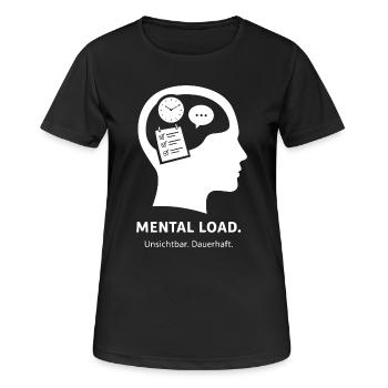 CHARGE MENTALE – Effort permanent invisible - T-shirt respirant Femme - noir - Devant - AI Model Female 172 light (172cm)