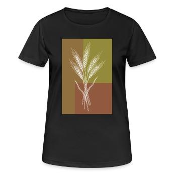 Wheat Ears Line Art – Nature Motif - Women's Breathable T-Shirt - black - Front - AI Model Female 172 light (172cm)