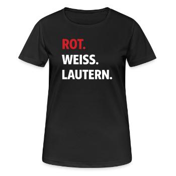 Rouge. Blanc. Lautern. – Maillot de supporter de Kaiserslautern - T-shirt respirant Femme - noir - Devant - AI Model Female 172 light (172cm)