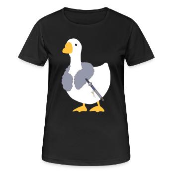 Wo sich Winde treffen – Chinesische Gans – Brunnen des Himmels - Frauen T-Shirt atmungsaktiv - Schwarz - Vorne - AI Model Female 172 light (172cm)