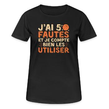 Ich habe fünf Fouls, Humor-Basketball - Frauen T-Shirt atmungsaktiv - Schwarz - Vorne - AI Model Female 172 light (172cm)