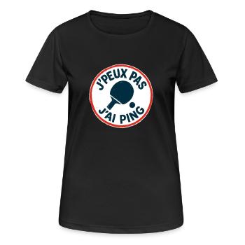 Ich kann nicht, ich ping. - Frauen T-Shirt atmungsaktiv - Schwarz - Vorne - AI Model Female 172 light (172cm)