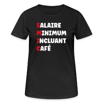 Salaire Minimum Inclusant Café smic - T-shirt respirant Femme - noir - Devant - AI Model Female 172 light (172cm)
