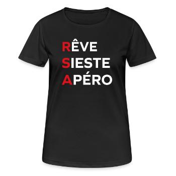 Rêves Sieste Apéro rsa - T-shirt respirant Femme - noir - Devant - AI Model Female 172 light (172cm)