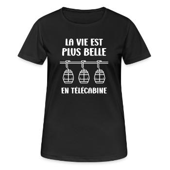 Das bessere Leben in der Gondel - Frauen T-Shirt atmungsaktiv - Schwarz - Vorne - AI Model Female 172 light (172cm)