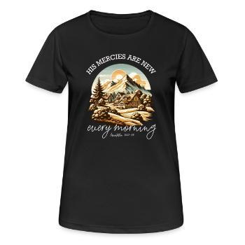 Ses miséricordes sont nouvelles chaque matin dans le verset biblique - T-shirt respirant Femme - noir - Devant - AI Model Female 172 light (172cm)