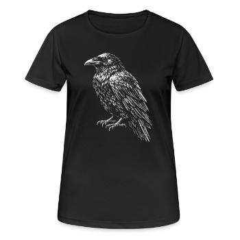Raven Crest Schwarzweiße Skizze - Frauen T-Shirt atmungsaktiv - Schwarz - Vorne - AI Model Female 172 light (172cm)