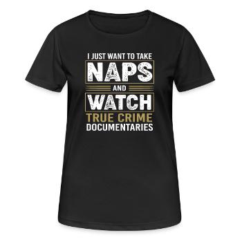 True Crime Krimi - Frauen T-Shirt atmungsaktiv - Schwarz - Vorne - AI Model Female 172 light (172cm)