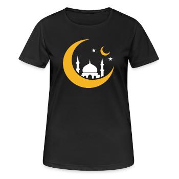 Islam Crescent Moon Moskee Silhouette - Frauen T-Shirt atmungsaktiv - Schwarz - Vorne - AI Model Female 172 light (172cm)