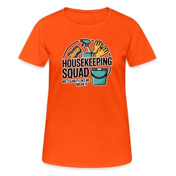 Lustiges Putzen Design - Frauen T-Shirt atmungsaktiv - Neonorange - Vorne - AI Model Female 172 dark (172cm)