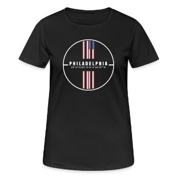 Coordonnées de Philadelphie - T-shirt respirant Femme - noir - Devant - AI Model Female 172 light (172cm)