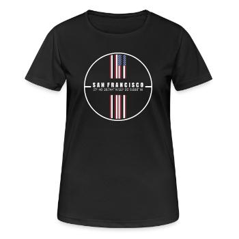 Coordonnées de San Francisco - T-shirt respirant Femme - noir - Devant - AI Model Female 172 light (172cm)