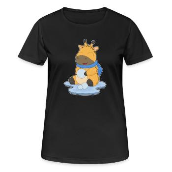 Giraffe Winter Schneeball - Frauen T-Shirt atmungsaktiv - Schwarz - Vorne - AI Model Female 172 light (172cm)
