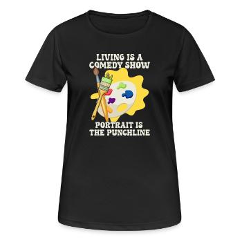 Le portrait du peintre drôle d’artiste est la chute - T-shirt respirant Femme - noir - Devant - AI Model Female 172 light (172cm)