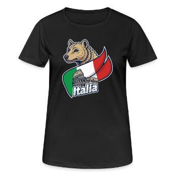 Italian Wolf with Colosseum - Women's Breathable T-Shirt - black - Front - AI Model Female 172 light (172cm)