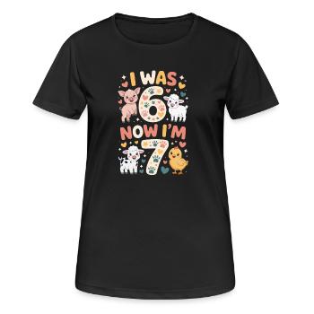 Birthday 7 years: Animal print - Women's Breathable T-Shirt - black - Front - AI Model Female 172 light (172cm)
