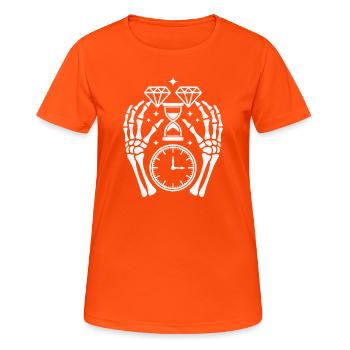 Time Diamonds and Skeleton Hands - Women's Breathable T-Shirt - neon orange - Front - AI Model Female 172 dark (172cm)