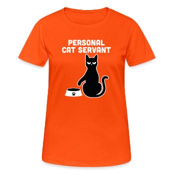 Persönlicher Katzendiener - Frauen T-Shirt atmungsaktiv - Neonorange - Vorne - AI Model Female 172 dark (172cm)