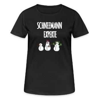 Schneemann Experte - Frauen T-Shirt atmungsaktiv - Schwarz - Vorne - AI Model Female 172 light (172cm)