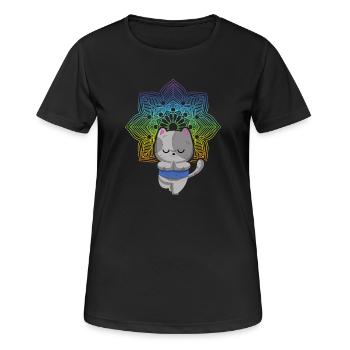 Yoga Méditation des chats Yoga Yoga des chats - T-shirt respirant Femme - noir - Devant - AI Model Female 172 light (172cm)
