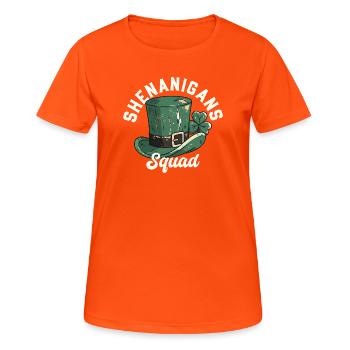 Shenanigans Squad Leprechaun Hat - Women's Breathable T-Shirt - neon orange - Front - AI Model Female 172 dark (172cm)