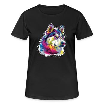 Art animalier de loup - T-shirt respirant Femme - noir - Devant - AI Model Female 172 light (172cm)
