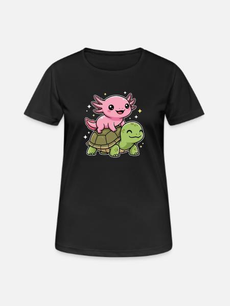 Axolotl and turtle - Women's Breathable T-Shirt - black
