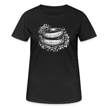 Zwei Ringe mit floralen Verzierungen - Frauen T-Shirt atmungsaktiv - Schwarz - Vorne - AI Model Female 172 light (172cm)
