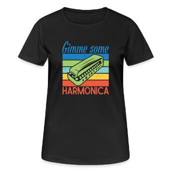 Funny Harmonica Player Gimme Some Harmonica - Frauen T-Shirt atmungsaktiv - Schwarz - Vorne - AI Model Female 172 light (172cm)