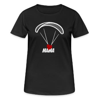 Maman parapentiste avec du cœur - T-shirt respirant Femme - noir - Devant - AI Model Female 172 light (172cm)