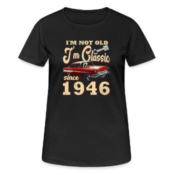 1946 - Born 1946 - Women's Breathable T-Shirt - black - Front - AI Model Female 172 light (172cm)