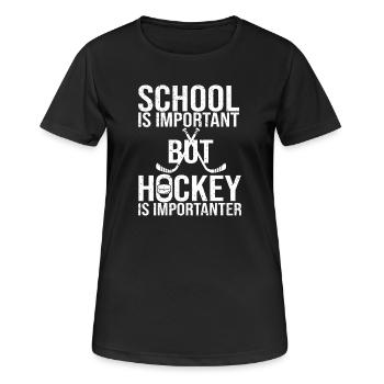 L’école est importante mais le hockey est plus important - T-shirt respirant Femme - noir - Devant - AI Model Female 172 light (172cm)