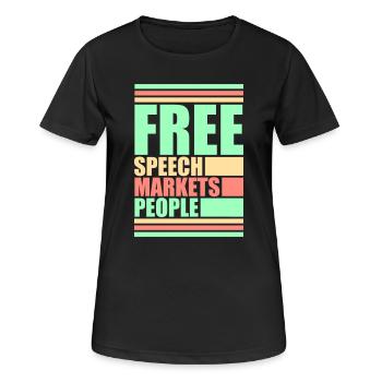 Marché de la liberté d’expression Peuple Libertarian Freedom Logo - T-shirt respirant Femme - noir - Devant - AI Model Female 172 light (172cm)