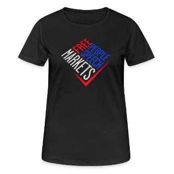 Marché de la liberté d’expression Peuple Libertarian Freedom Logo - T-shirt respirant Femme - noir - Devant - AI Model Female 172 light (172cm)
