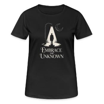 Moonlit Path: Embrace the Unknown - Women's Breathable T-Shirt - black - Front - AI Model Female 172 light (172cm)
