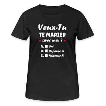 Interactive Wedding Proposal - Women's Breathable T-Shirt - black - Front - AI Model Female 172 light (172cm)