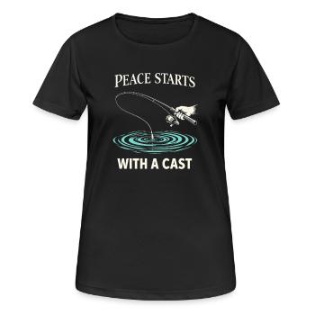 Soulagement du stress, pêche, santé mentale - T-shirt respirant Femme - noir - Devant - AI Model Female 172 light (172cm)