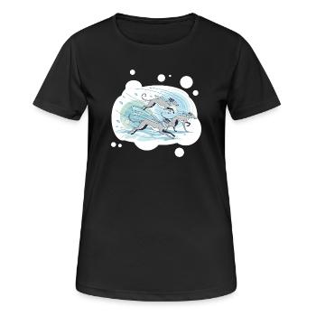 Windhunde - Frauen T-Shirt atmungsaktiv - Schwarz - Vorne - AI Model Female 172 light (172cm)