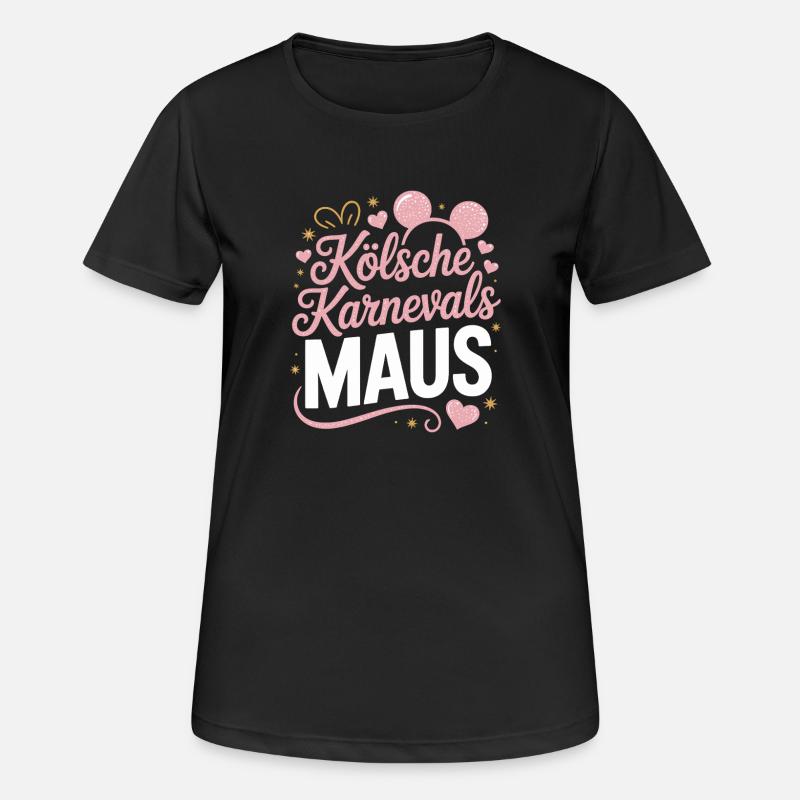 Kölsche Karnevalsmaus Karneval Köln Kölner Maus - Frauen T-Shirt atmungsaktiv - Schwarz
