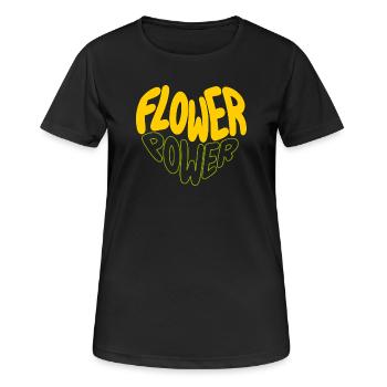Flower Power Retro Print - Frauen T-Shirt atmungsaktiv - Schwarz - Vorne - AI Model Female 172 light (172cm)
