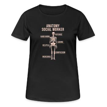 Social Worker Quote Anatomy Social Work - Frauen T-Shirt atmungsaktiv - Schwarz - Vorne - AI Model Female 172 light (172cm)
