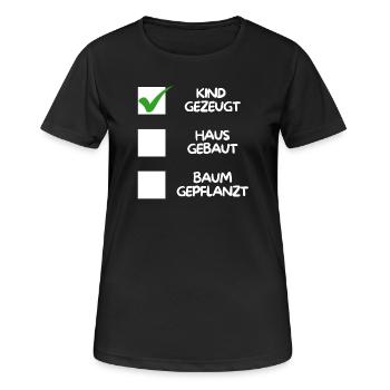 Child conceived ( house built, tree planted) white - Women's Breathable T-Shirt - black - Front - AI Model Female 172 light (172cm)