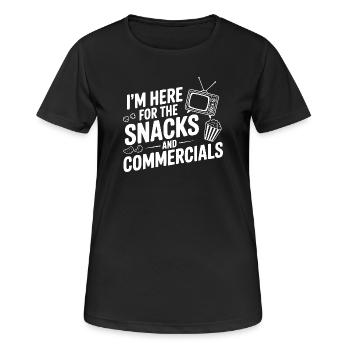 Je suis là pour les snacks et les publicités - T-shirt respirant Femme - noir - Devant - AI Model Female 172 light (172cm)