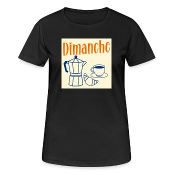 Dimanche Café Croissant - T-shirt respirant Femme - noir - Devant - AI Model Female 172 light (172cm)