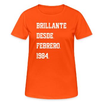 Birthday: February 1984 - Women's Breathable T-Shirt - neon orange - Front - AI Model Female 172 dark (172cm)