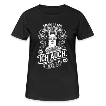 My llama needs an update - Women's Breathable T-Shirt - black - Front - AI Model Female 172 light (172cm)