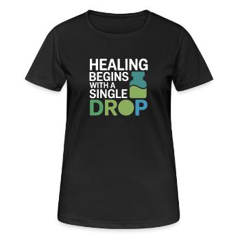 La guérison de l’homéopathie débute Single Drop Professional - T-shirt respirant Femme - noir - Devant - AI Model Female 172 light (172cm)