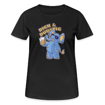 Dick und Durstig Lustiger Spruch Saufen Bier - Frauen T-Shirt atmungsaktiv - Schwarz - Vorne - AI Model Female 172 light (172cm)